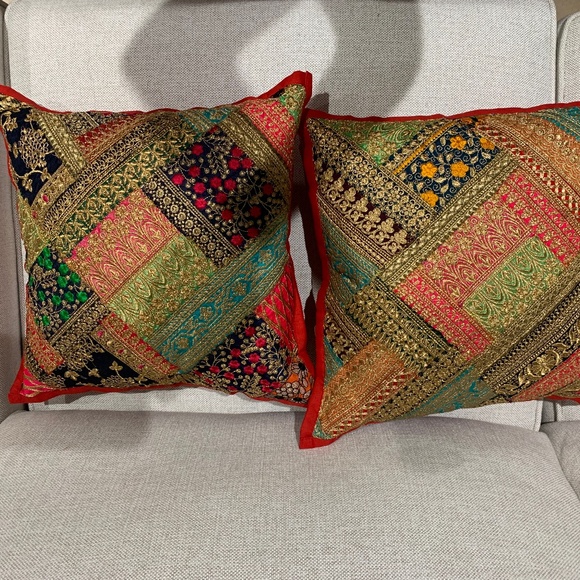 2 EXOTIC BREATHTAKING ETHNIC HOME DÉCOR SARI THROW ACCENT PILLOW CUSHION COVER - Picture 8 of 13
